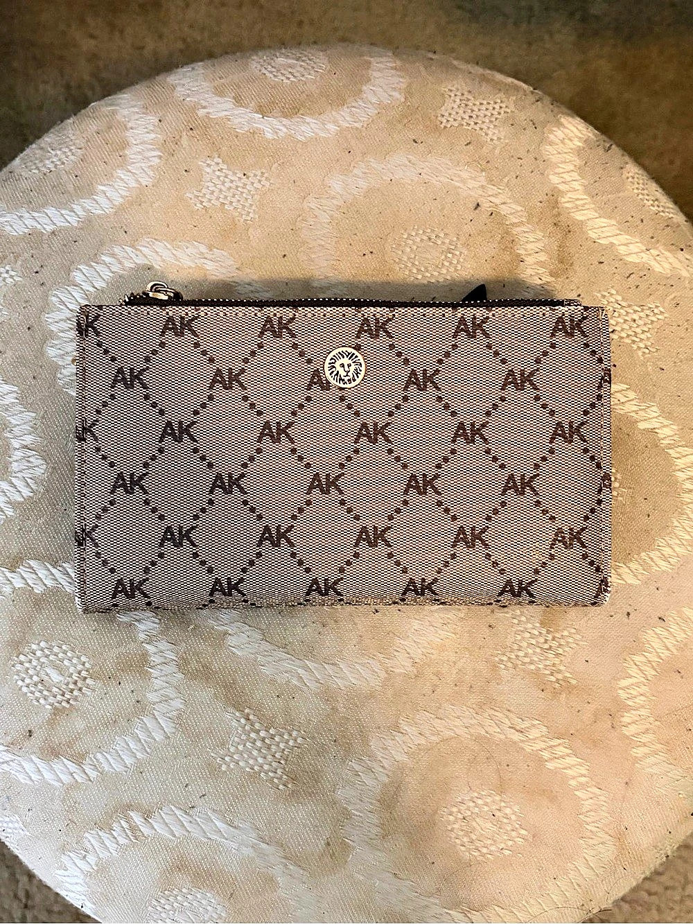 Anne Klein Monogram Wristlet Wallet in Brown & Black